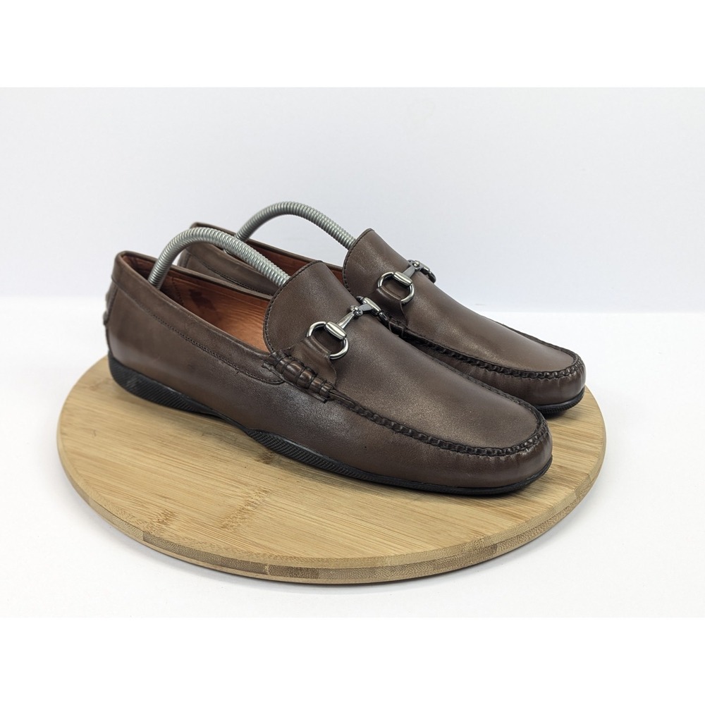 Peter Millar Crown Horse Bit Loafer Mens 10 W Brown Leather Driving Shoes Modern